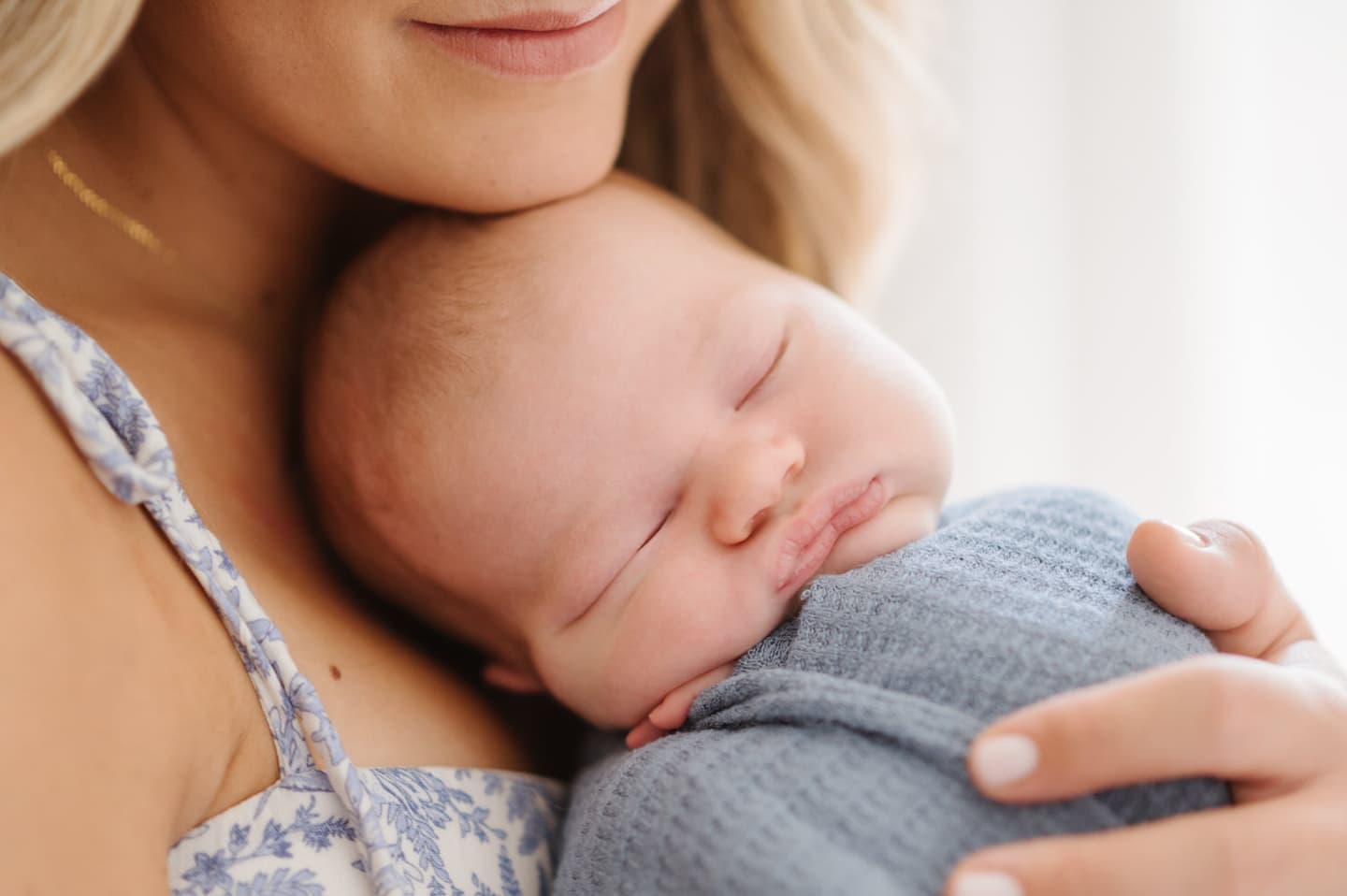 A mother and newborn at home